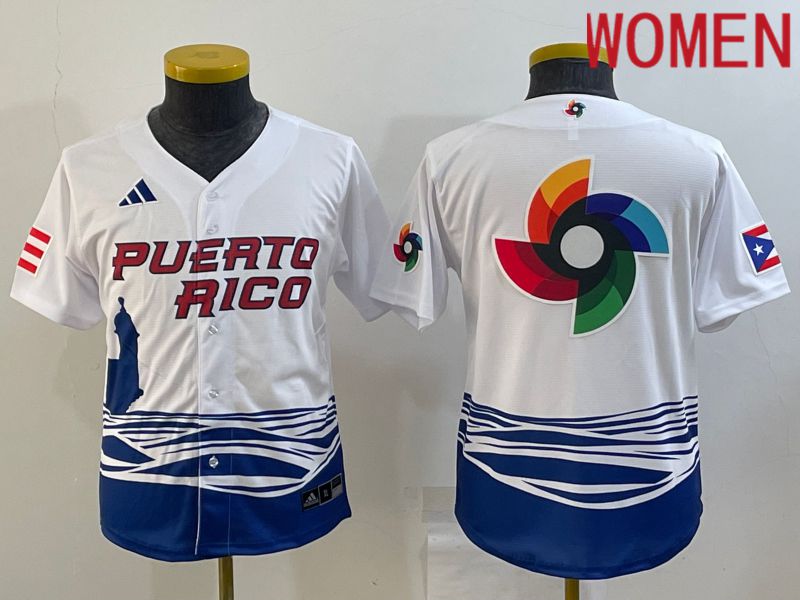 Women 2023 World Cub Blank White MLB Jersey6->women mlb jersey->Women Jersey